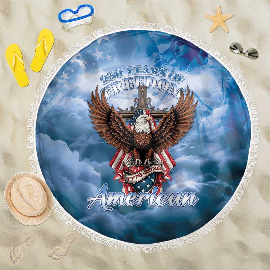 250 Years Of Freedom Beach Blanket American Patriotic 1776 To 2026 Majestic Bald Eagle - Wonder Print Shop
