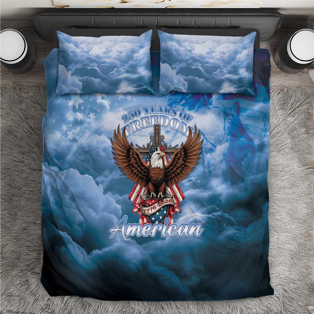 250 Years Of Freedom Bedding Set American Patriotic 1776 To 2026 Majestic Bald Eagle - Wonder Print Shop