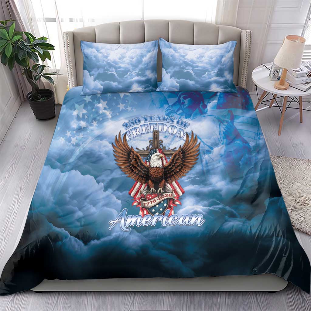 250 Years Of Freedom Bedding Set American Patriotic 1776 To 2026 Majestic Bald Eagle - Wonder Print Shop