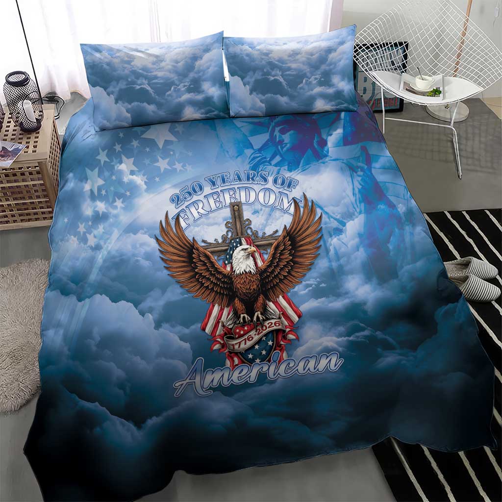 250 Years Of Freedom Bedding Set American Patriotic 1776 To 2026 Majestic Bald Eagle - Wonder Print Shop