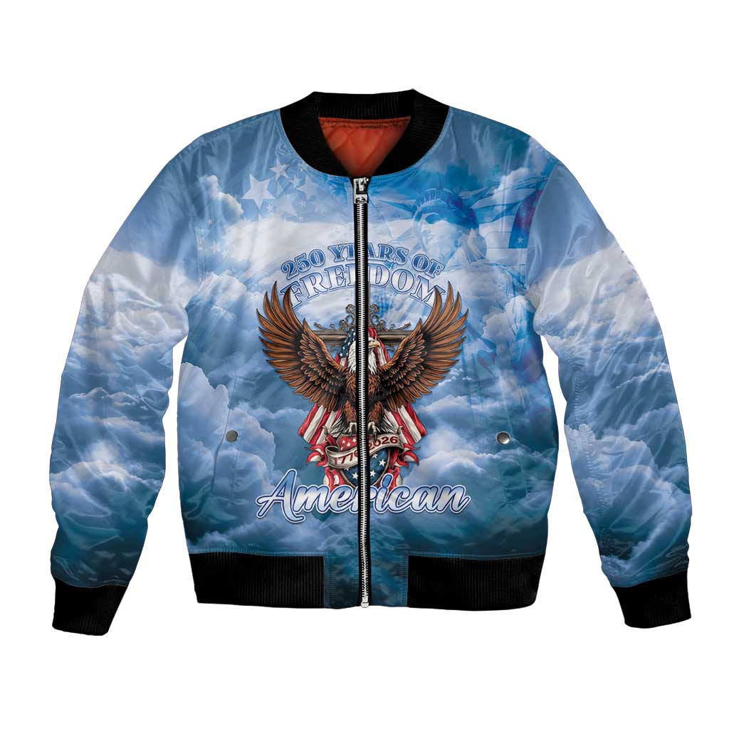 250 Years Of Freedom Bomber Jacket American Patriotic 1776 To 2026 Majestic Bald Eagle - Wonder Print Shop