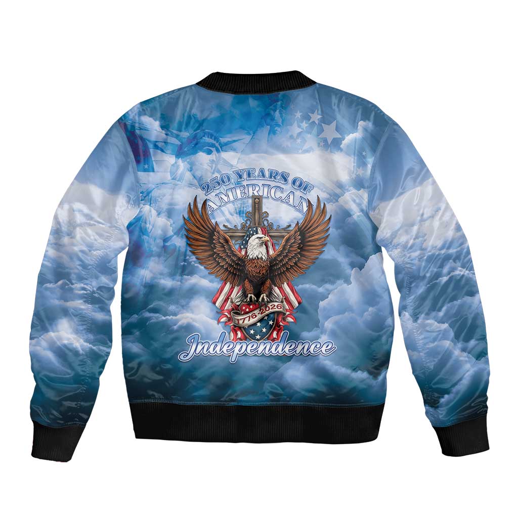 250 Years Of Freedom Bomber Jacket American Patriotic 1776 To 2026 Majestic Bald Eagle - Wonder Print Shop