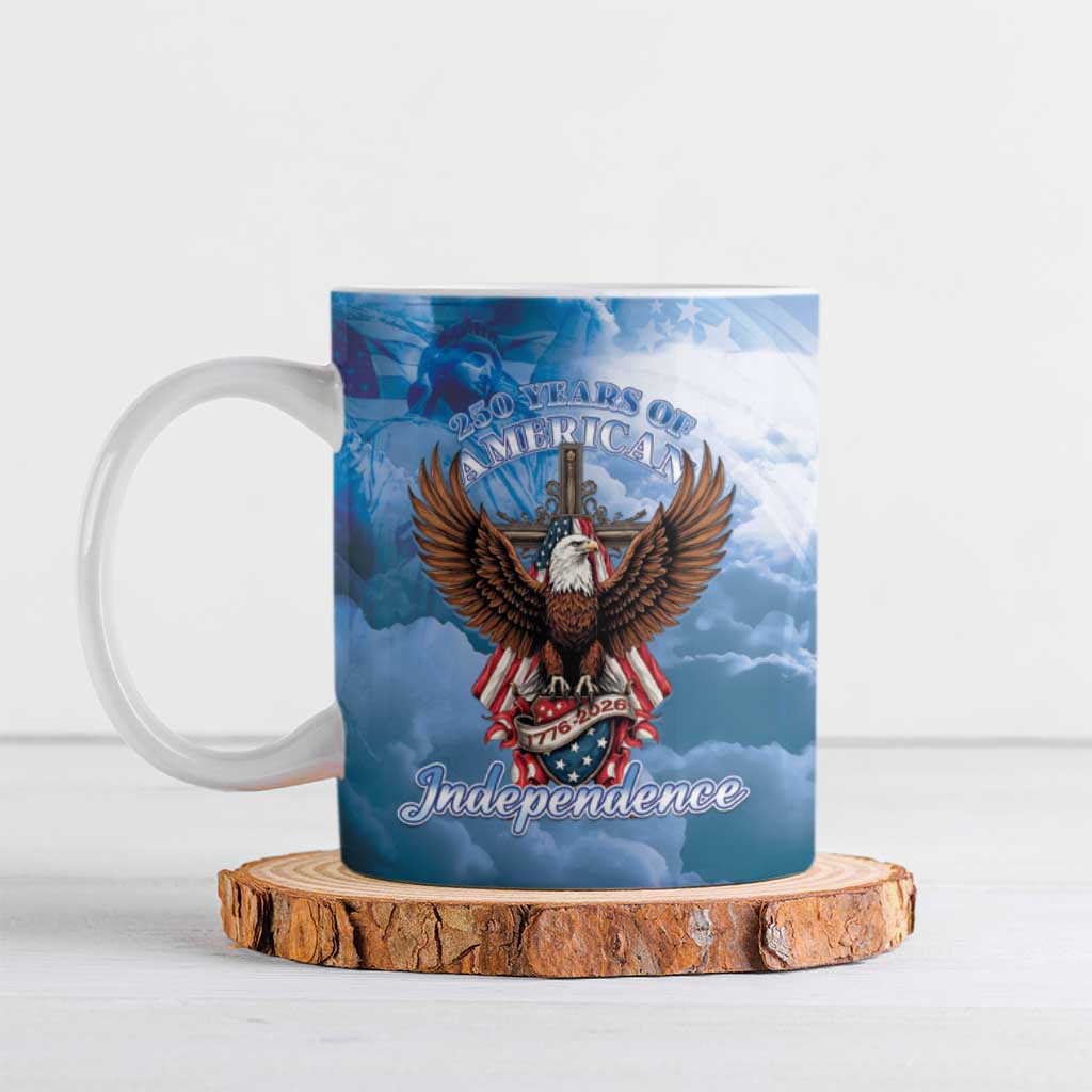 250 Years Of Freedom Ceramic Mug American Patriotic 1776 To 2026 Majestic Bald Eagle - Wonder Print Shop
