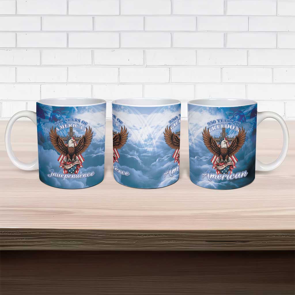 250 Years Of Freedom Ceramic Mug American Patriotic 1776 To 2026 Majestic Bald Eagle - Wonder Print Shop