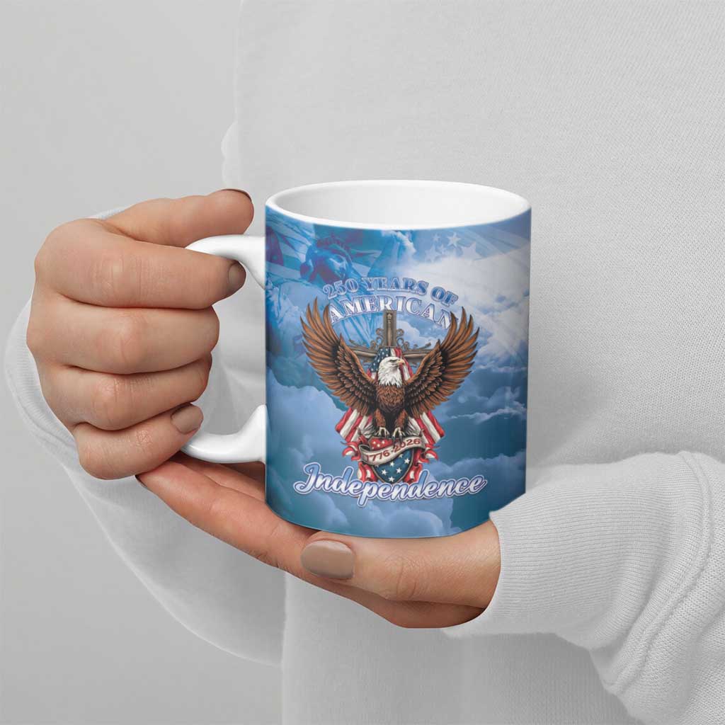 250 Years Of Freedom Ceramic Mug American Patriotic 1776 To 2026 Majestic Bald Eagle - Wonder Print Shop
