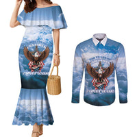 250 Years Of Freedom Couples Matching Mermaid Dress and Long Sleeve Button Shirt American Patriotic 1776 To 2026 Majestic Bald Eagle - Wonder Print Shop