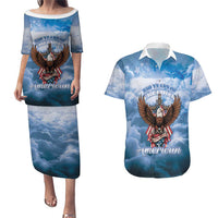 250 Years Of Freedom Couples Matching Puletasi and Hawaiian Shirt American Patriotic 1776 To 2026 Majestic Bald Eagle - Wonder Print Shop