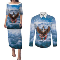 250 Years Of Freedom Couples Matching Puletasi and Long Sleeve Button Shirt American Patriotic 1776 To 2026 Majestic Bald Eagle - Wonder Print Shop