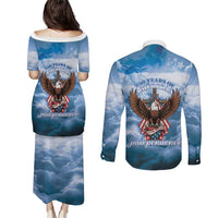 250 Years Of Freedom Couples Matching Puletasi and Long Sleeve Button Shirt American Patriotic 1776 To 2026 Majestic Bald Eagle - Wonder Print Shop