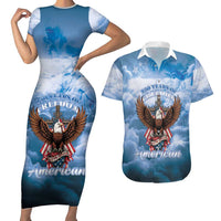 250 Years Of Freedom Couples Matching Short Sleeve Bodycon Dress and Hawaiian Shirt American Patriotic 1776 To 2026 Majestic Bald Eagle - Wonder Print Shop