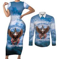 250 Years Of Freedom Couples Matching Short Sleeve Bodycon Dress and Long Sleeve Button Shirt American Patriotic 1776 To 2026 Majestic Bald Eagle - Wonder Print Shop