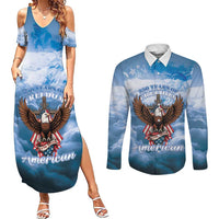 250 Years Of Freedom Couples Matching Summer Maxi Dress and Long Sleeve Button Shirt American Patriotic 1776 To 2026 Majestic Bald Eagle - Wonder Print Shop