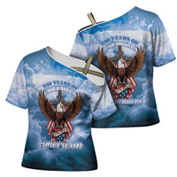 250 Years Of Freedom Cross Shoulder Shirt American Patriotic 1776 To 2026 Majestic Bald Eagle - Wonder Print Shop