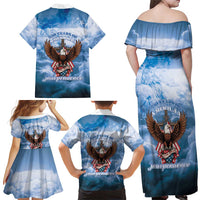 250 Years Of Freedom Family Matching Off Shoulder Maxi Dress and Hawaiian Shirt American Patriotic 1776 To 2026 Majestic Bald Eagle - Wonder Print Shop