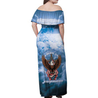 250 Years Of Freedom Family Matching Off Shoulder Maxi Dress and Hawaiian Shirt American Patriotic 1776 To 2026 Majestic Bald Eagle - Wonder Print Shop