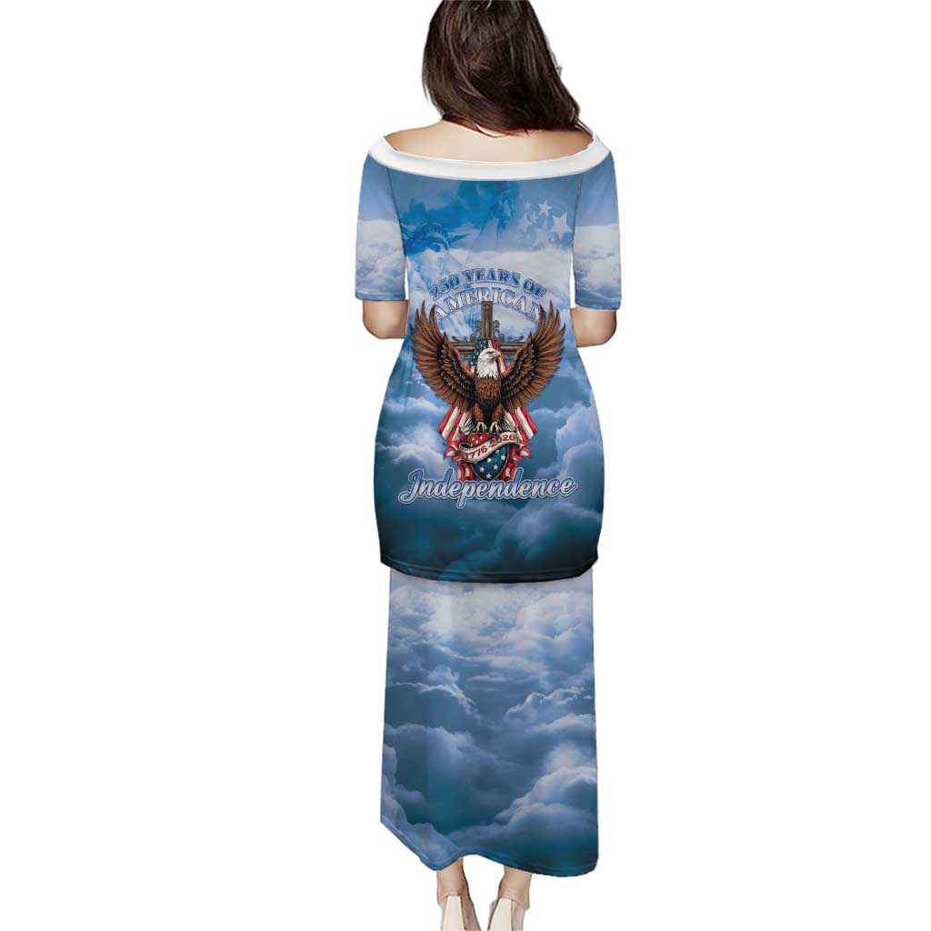 250 Years Of Freedom Family Matching Puletasi and Hawaiian Shirt American Patriotic 1776 To 2026 Majestic Bald Eagle - Wonder Print Shop