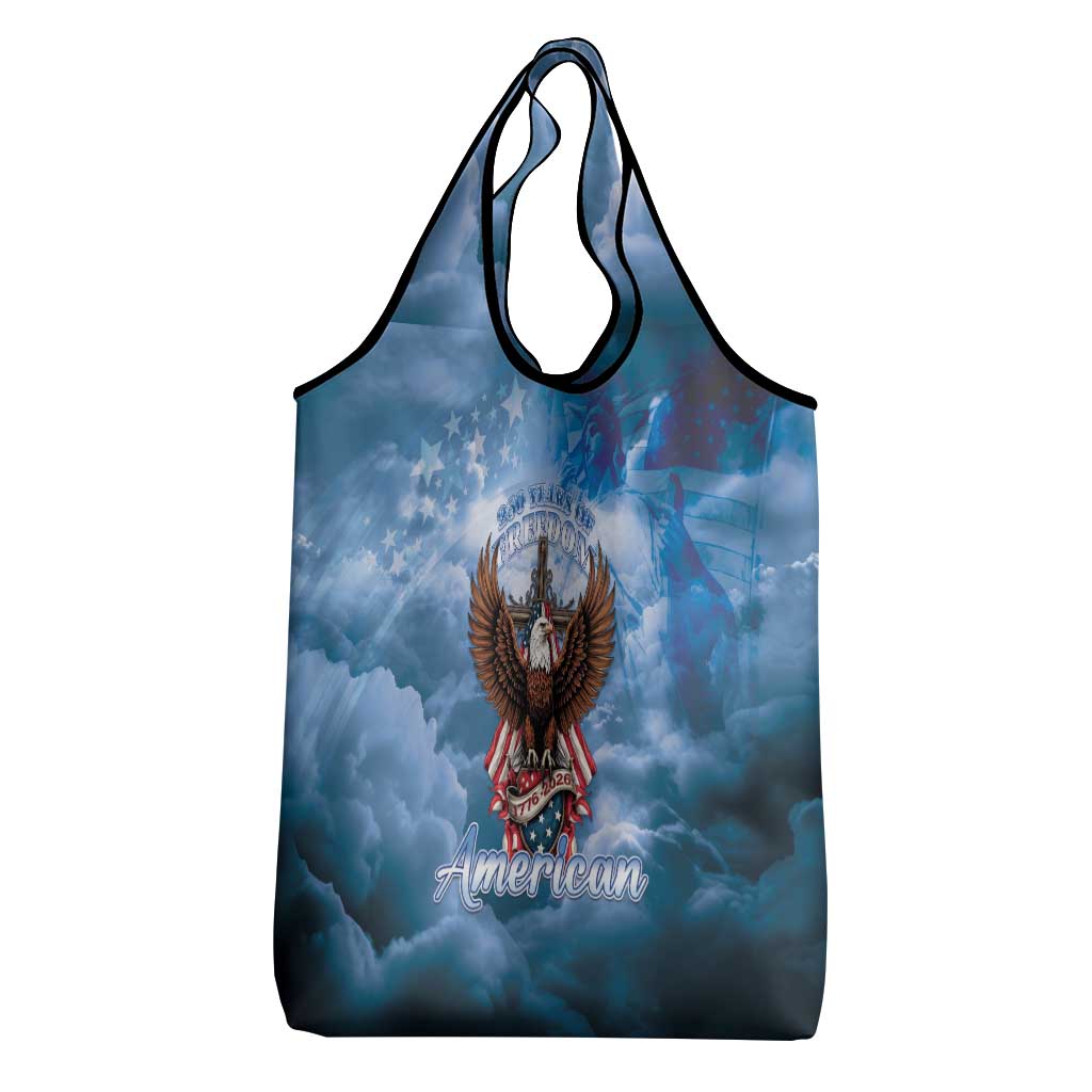 250 Years Of Freedom Grocery Bag American Patriotic 1776 To 2026 Majestic Bald Eagle - Wonder Print Shop
