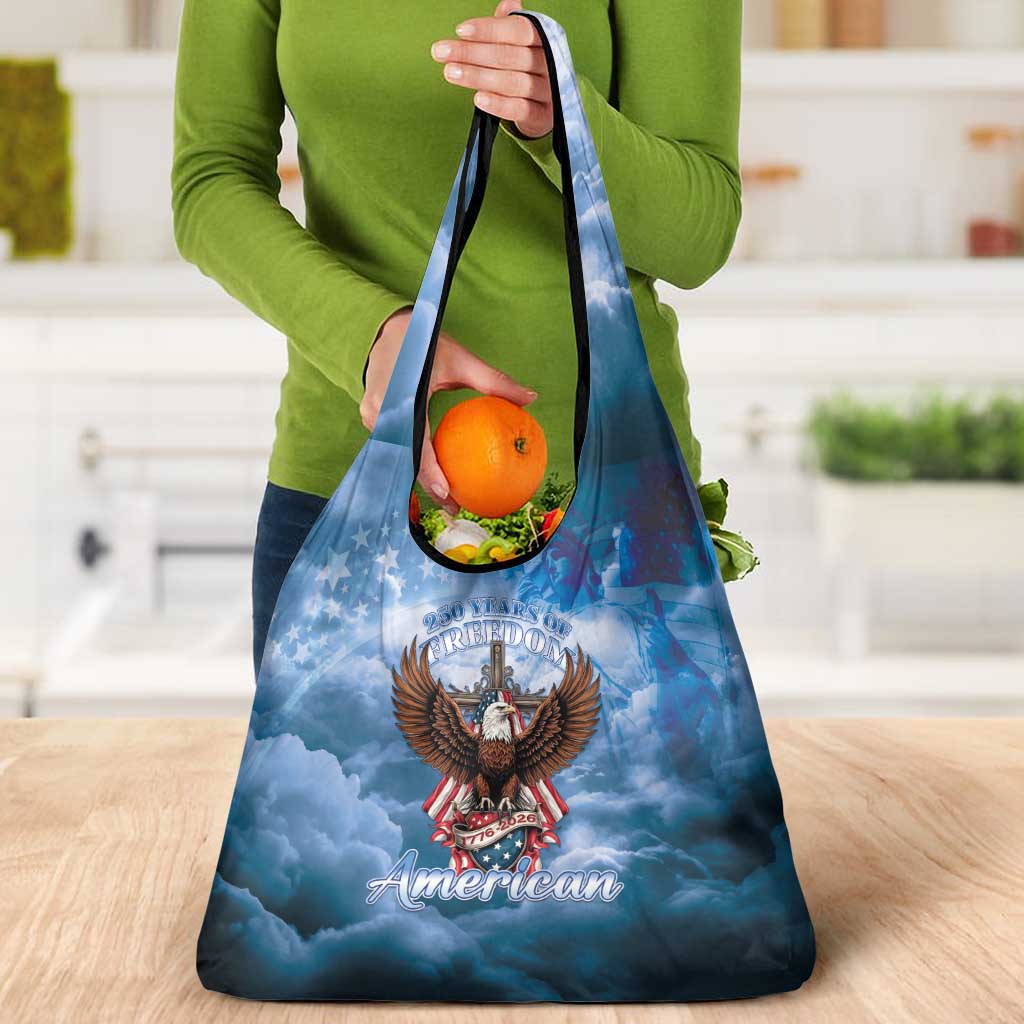 250 Years Of Freedom Grocery Bag American Patriotic 1776 To 2026 Majestic Bald Eagle - Wonder Print Shop