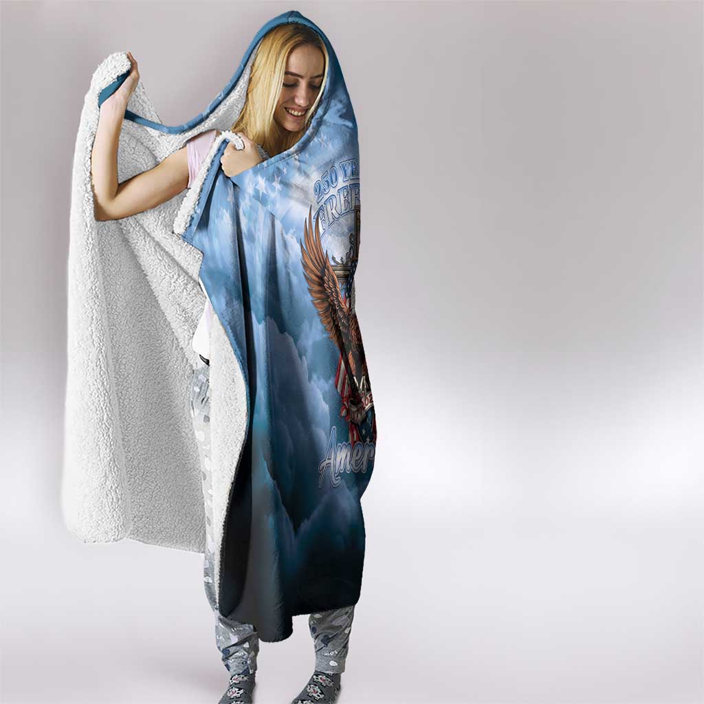 250 Years Of Freedom Hooded Blanket American Patriotic 1776 To 2026 Majestic Bald Eagle - Wonder Print Shop