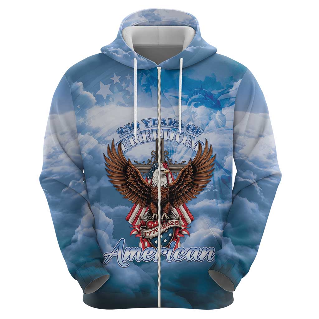 250 Years Of Freedom Hoodie American Patriotic 1776 To 2026 Majestic Bald Eagle - Wonder Print Shop