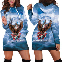 250 Years Of Freedom Hoodie Dress American Patriotic 1776 To 2026 Majestic Bald Eagle - Wonder Print Shop