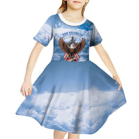250 Years Of Freedom Kid Short Sleeve Dress American Patriotic 1776 To 2026 Majestic Bald Eagle - Wonder Print Shop