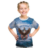 250 Years Of Freedom Kid T Shirt American Patriotic 1776 To 2026 Majestic Bald Eagle - Wonder Print Shop