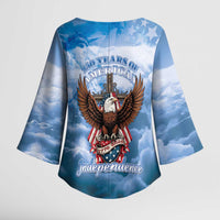 250 Years Of Freedom Kimono Sleeve Blouse American Patriotic 1776 To 2026 Majestic Bald Eagle - Wonder Print Shop