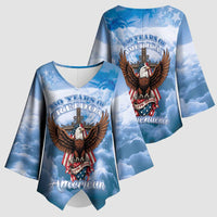 250 Years Of Freedom Kimono Sleeve Blouse American Patriotic 1776 To 2026 Majestic Bald Eagle - Wonder Print Shop