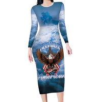 250 Years Of Freedom Long Sleeve Bodycon Dress American Patriotic 1776 To 2026 Majestic Bald Eagle - Wonder Print Shop