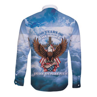 250 Years Of Freedom Long Sleeve Button Shirt American Patriotic 1776 To 2026 Majestic Bald Eagle - Wonder Print Shop