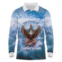 250 Years Of Freedom Long Sleeve Polo Shirt American Patriotic 1776 To 2026 Majestic Bald Eagle - Wonder Print Shop