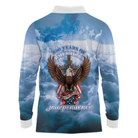 250 Years Of Freedom Long Sleeve Polo Shirt American Patriotic 1776 To 2026 Majestic Bald Eagle - Wonder Print Shop