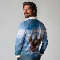 250 Years Of Freedom Long Sleeve Polo Shirt American Patriotic 1776 To 2026 Majestic Bald Eagle - Wonder Print Shop