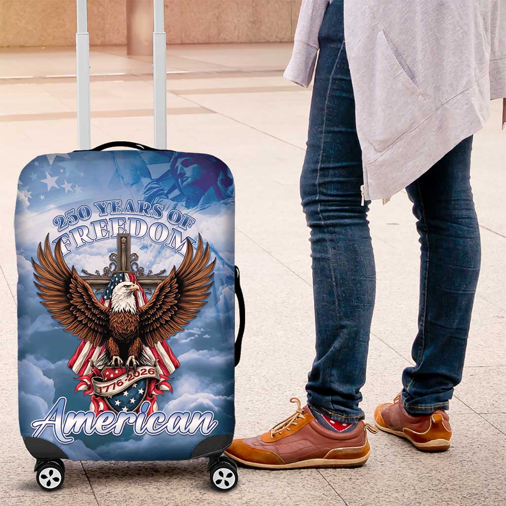 250 Years Of Freedom Luggage Cover American Patriotic 1776 To 2026 Majestic Bald Eagle - Wonder Print Shop