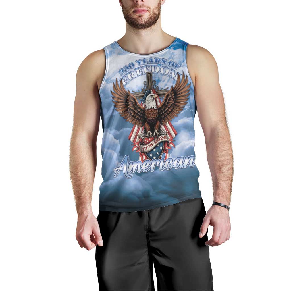 250 Years Of Freedom Men Tank Top American Patriotic 1776 To 2026 Majestic Bald Eagle - Wonder Print Shop