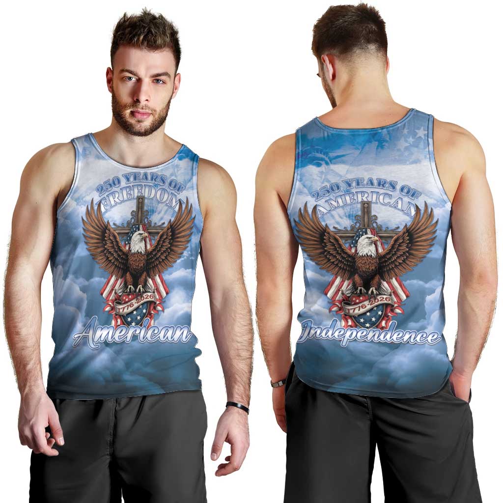250 Years Of Freedom Men Tank Top American Patriotic 1776 To 2026 Majestic Bald Eagle - Wonder Print Shop
