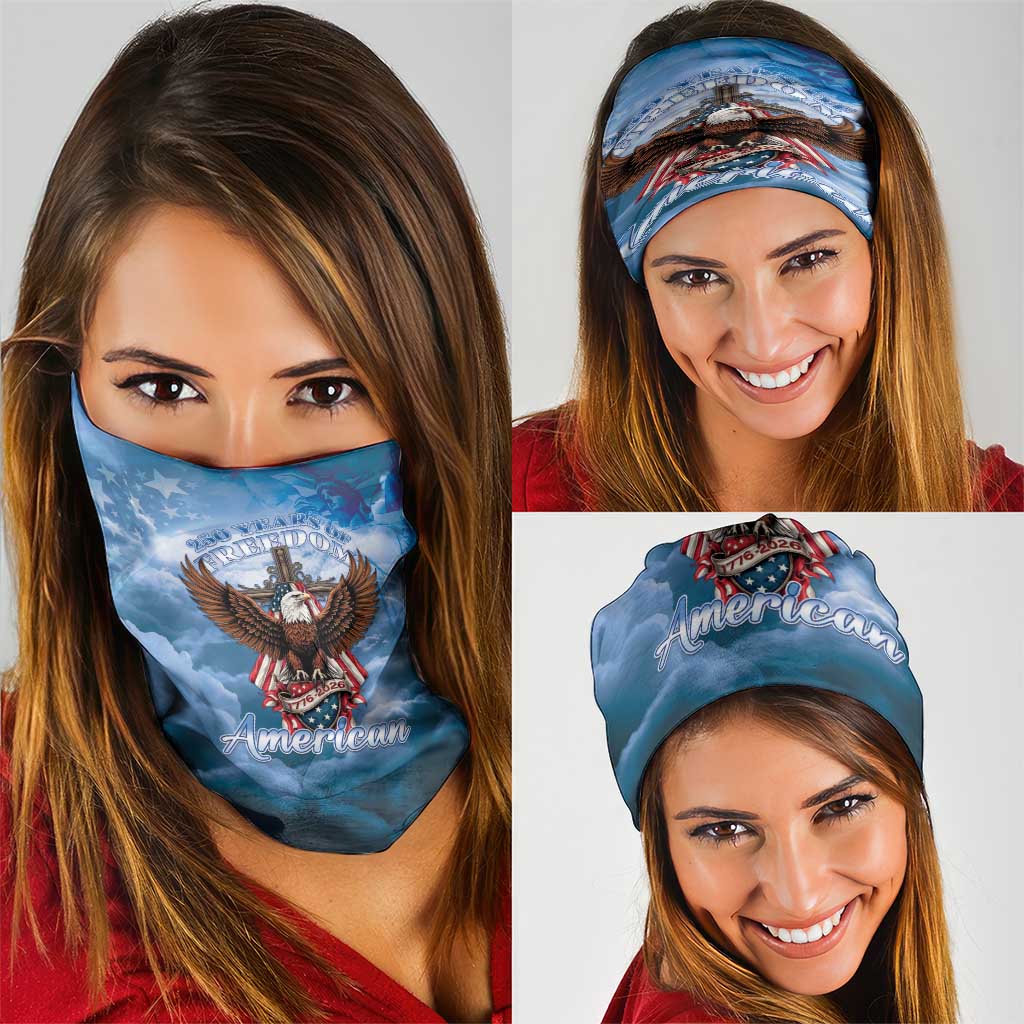 250 Years Of Freedom Neck Gaiter American Patriotic 1776 To 2026 Majestic Bald Eagle - Wonder Print Shop