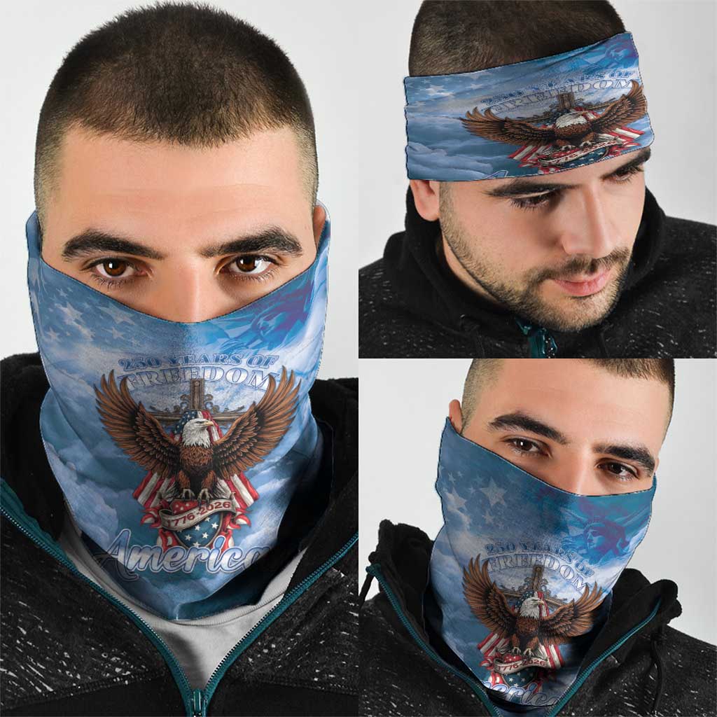 250 Years Of Freedom Neck Gaiter American Patriotic 1776 To 2026 Majestic Bald Eagle - Wonder Print Shop