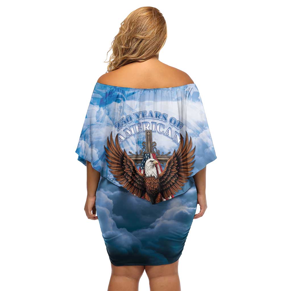 250 Years Of Freedom Off Shoulder Short Dress American Patriotic 1776 To 2026 Majestic Bald Eagle - Wonder Print Shop