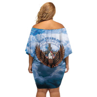 250 Years Of Freedom Off Shoulder Short Dress American Patriotic 1776 To 2026 Majestic Bald Eagle - Wonder Print Shop