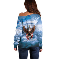 250 Years Of Freedom Off Shoulder Sweater American Patriotic 1776 To 2026 Majestic Bald Eagle - Wonder Print Shop