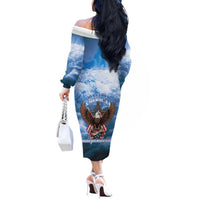 250 Years Of Freedom Off The Shoulder Long Sleeve Dress American Patriotic 1776 To 2026 Majestic Bald Eagle - Wonder Print Shop