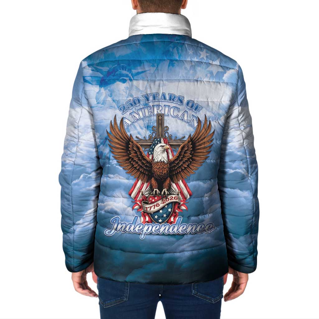 250 Years Of Freedom Padded Jacket American Patriotic 1776 To 2026 Majestic Bald Eagle - Wonder Print Shop