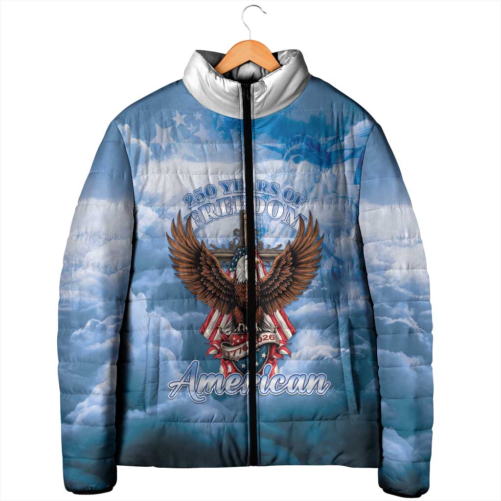250 Years Of Freedom Padded Jacket American Patriotic 1776 To 2026 Majestic Bald Eagle - Wonder Print Shop
