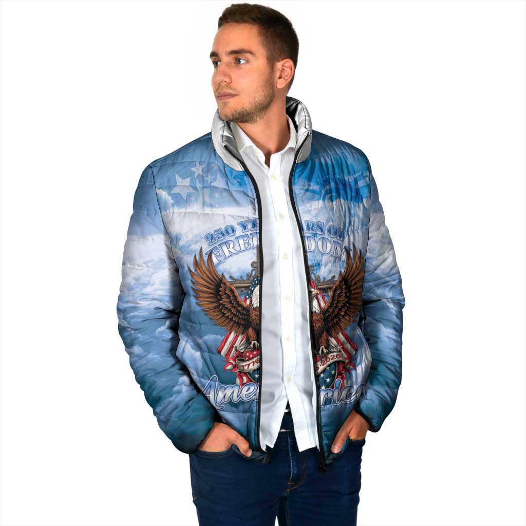 250 Years Of Freedom Padded Jacket American Patriotic 1776 To 2026 Majestic Bald Eagle - Wonder Print Shop