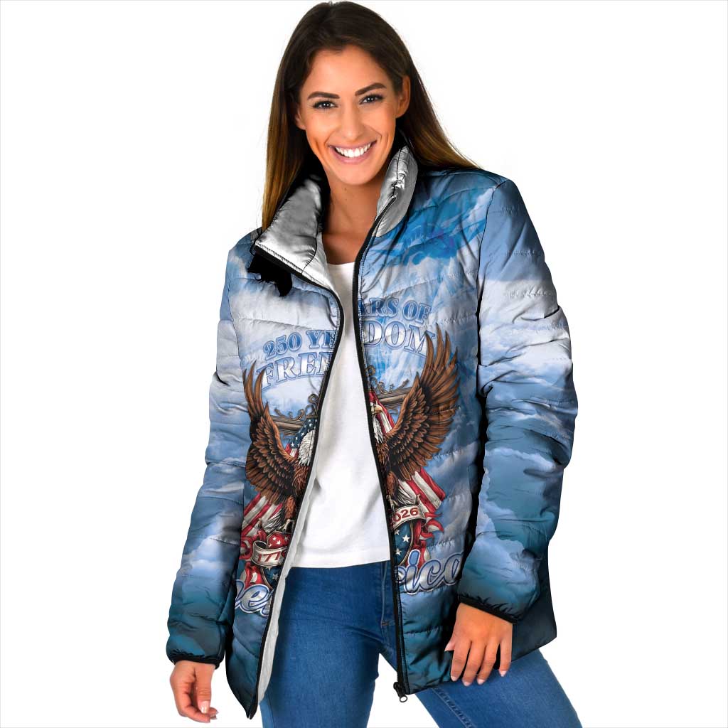 250 Years Of Freedom Padded Jacket American Patriotic 1776 To 2026 Majestic Bald Eagle - Wonder Print Shop