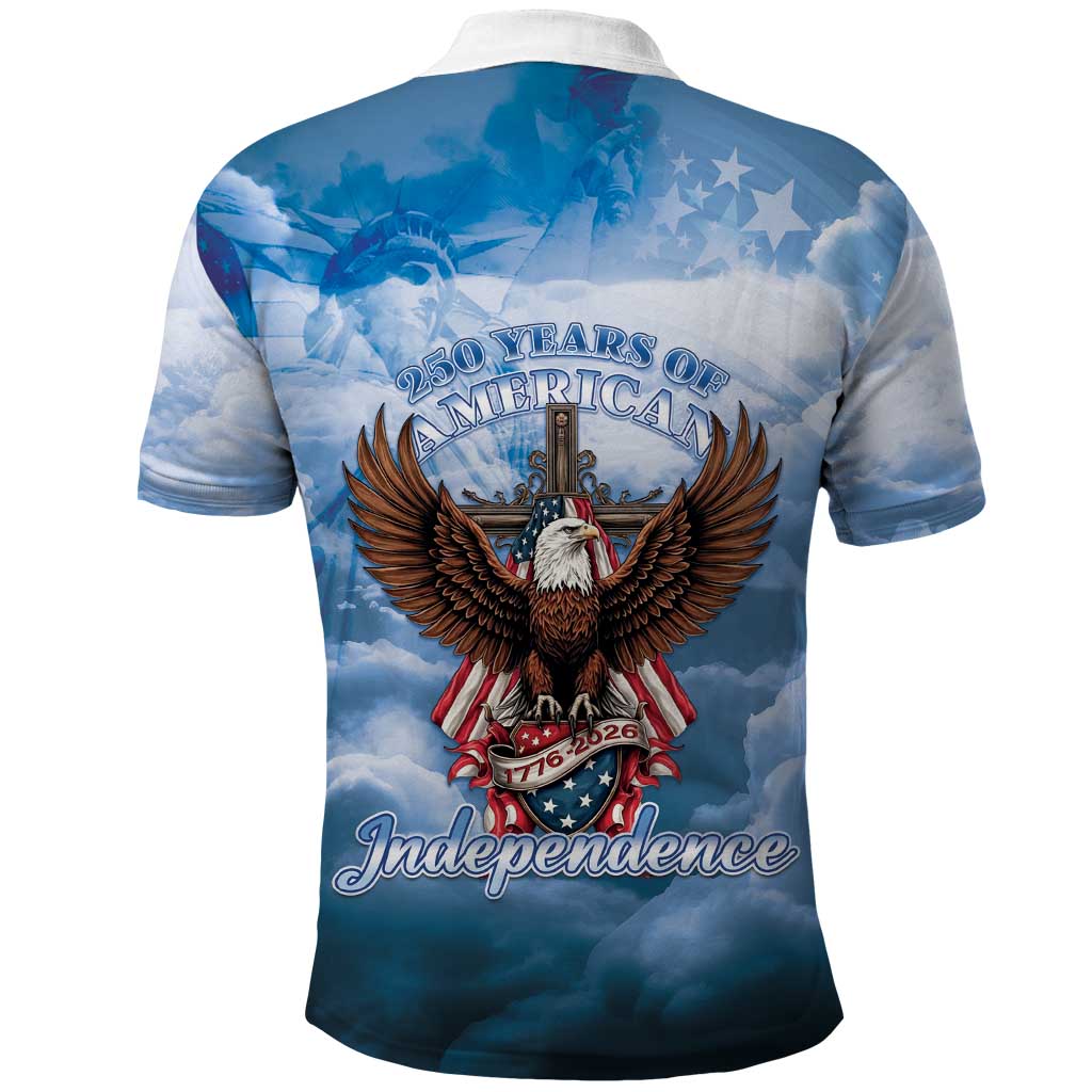 250 Years Of Freedom Polo Shirt American Patriotic 1776 To 2026 Majestic Bald Eagle - Wonder Print Shop