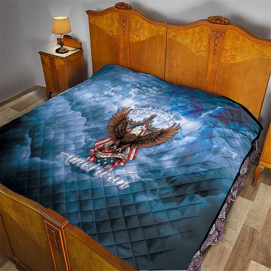 250 Years Of Freedom Quilt American Patriotic 1776 To 2026 Majestic Bald Eagle - Wonder Print Shop