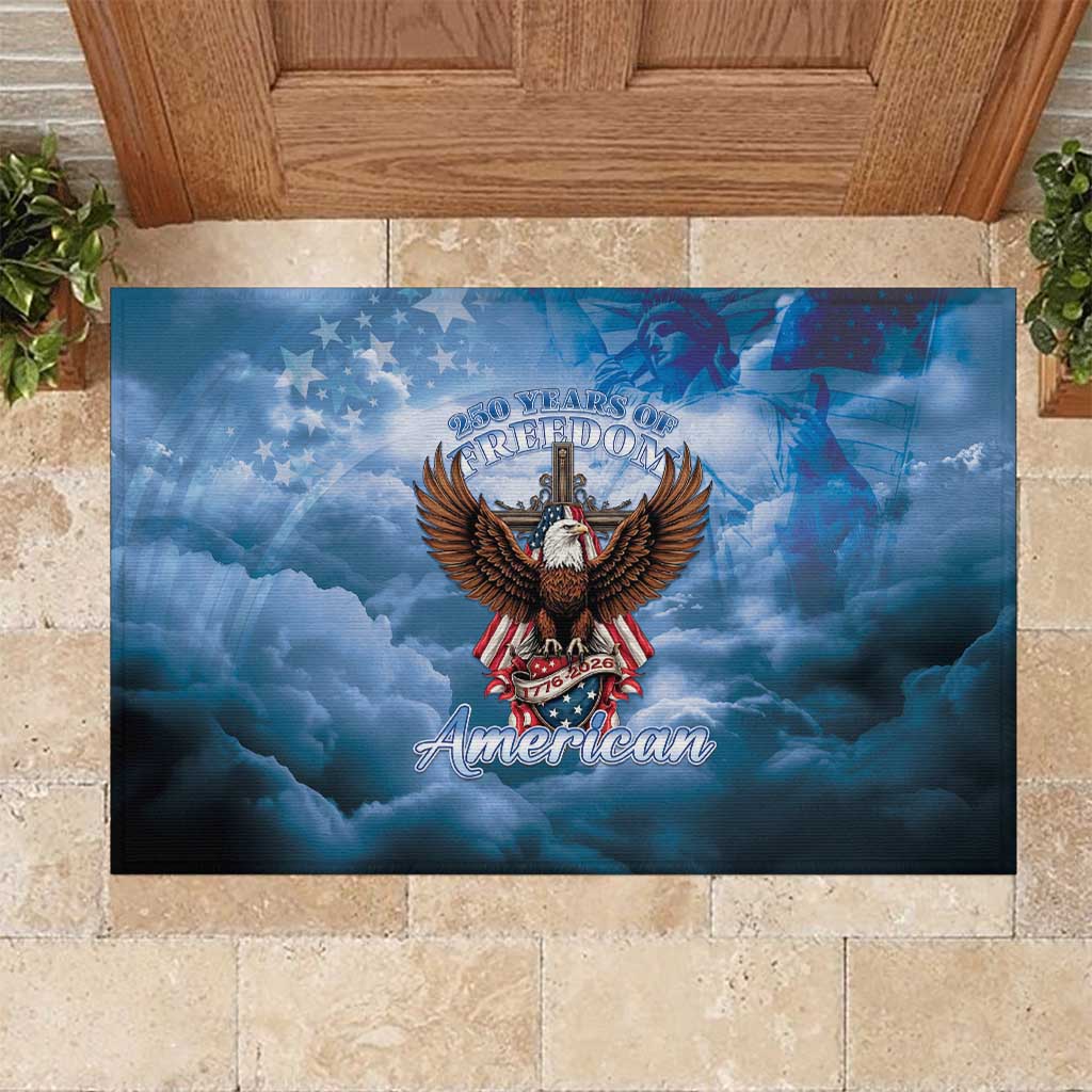 250 Years Of Freedom Rubber Doormat American Patriotic 1776 To 2026 Majestic Bald Eagle - Wonder Print Shop